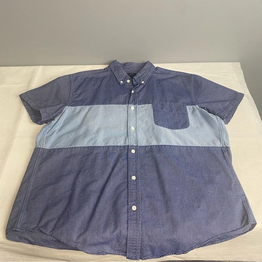 J. Crew Men's Color Block Blue Shirt